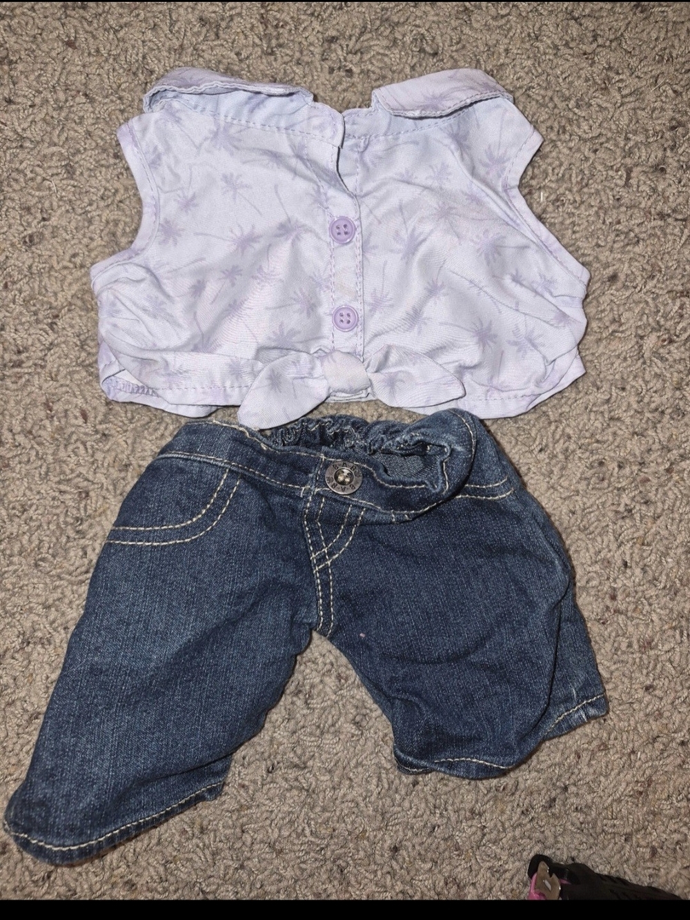 Build-A-Bear Workshop purple palm print top and denim pants